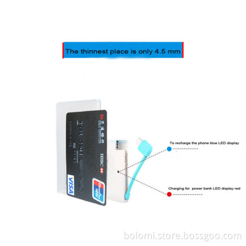 2500mAh abs power bank,slim credit card power bank for phone
